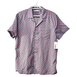 Sonoma Shirt Mens Size M Blue Collared Short Sleeve Button Up Linen Blend